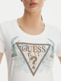 Guess T-shirt Flower Triangle Donna W6GI12K3027 Pure White - Bianco