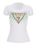 Guess T-shirt Flower Triangle Donna W6GI12K3027 Pure White - Bianco