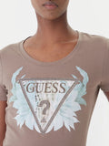 Guess T-shirt Flower Triangle Donna W6GI12K3027 Walnut Shell - Beige