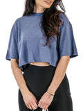 Guess T-shirt Rhinestone Crop Donna W6GI42K3582 Washed Out Navy Mult - Blu
