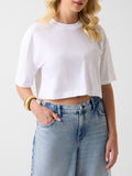 Guess T-shirt Rhinestone Crop Donna W6GI42K3582 Pure White - Bianco