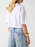 Guess T-shirt Rhinestone Crop Donna W6GI42K3582 Pure White - Bianco