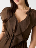 Guess Vestito Longuette Maelys Ruffled Donna W6GK87W2111 Coarse Brown Multi - Marrone
