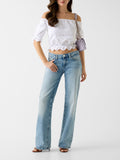 Guess Top Shoulder Off Eyelets Embroi Donna W6GP47K3336 Pure White - Bianco