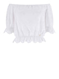 Guess Top Shoulder Off Eyelets Embroi Donna W6GP47K3336 Pure White - Bianco