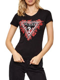 Guess T-shirt Flowers Triangle Donna W6RI23J1314 Jet Black A996 - Nero