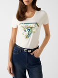 Guess T-shirt Camelia Triangle Donna W6RI35J1314 Cream White - Bianco