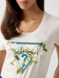 Guess T-shirt Camelia Triangle Donna W6RI35J1314 Cream White - Bianco