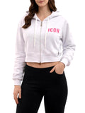 Icon Felpa Zip Donna IDF005 - Bianco