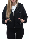 Icon Felpa Zip Donna IDF005 - Nero