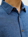 Jack e Jones Camicia Casual Summer Linen Uomo 12289174 Navy Blazer - Blu