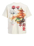 Jack e Jones T-shirt Big Japan Uomo 12293428 Antique White Red aw - Avorio