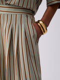 Liu Jo Pantalone Palazzo Donna CA6089T553A Green/tabacco Stripe - Verde
