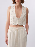 Liu Jo Gilet Donna CA6114T557A Cremino Stripe - Beige