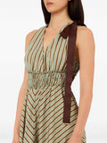 Liu Jo Vestito Longuette Donna CA6267T553A Green/tabacco Stripe - Verde