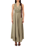 Liu Jo Vestito Longuette Donna CA6267T553A Green/tabacco Stripe - Verde