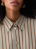 Liu Jo Camicia Casual Camicia Donna CA6351T553A Green/tabacco Stripe - Verde