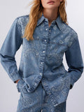 Liu Jo Camicia Jeans Donna UA6145D0313 Den.blue Ind.embro.w - Denim