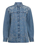 Liu Jo Camicia Jeans Donna UA6145D0313 Den.blue Ind.embro.w - Denim