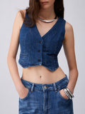 Liu Jo Gilet Strass Donna UA6188D0315 Den.blue Starry Wash - Denim