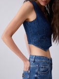 Liu Jo Gilet Strass Donna UA6188D0315 Den.blue Starry Wash - Denim