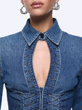 Liu Jo Camicia Jeans Donna UA6507D0399 Den.md.blue Intrecci - Denim