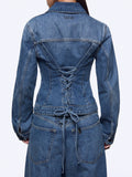 Liu Jo Giubbino di Jeans Donna UA6511D0400 Den.md.blue Intrecci - Denim
