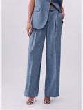 Liu Jo Pantalone Palazzo Donna WA6167T332A Nt.blu Effect Denim - Celeste
