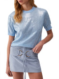 Liu Jo Maglia Donna WA6216MA68R Blue Bell Sequins - Celeste