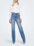 Only Camicia Casual New Lina Donna 15283743 Bright White Heart - Bianco