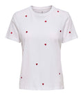 Only T-shirt Donna 15288473 Bright White Heart - Bianco
