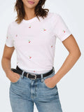 Only T-shirt Ketty Donna 15288473 Bright White Cherries - Bianco