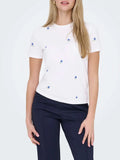Only T-shirt Ketty Donna 15288473 Bright White True Blue Flowers - Bianco
