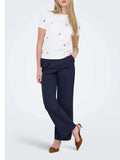Only T-shirt Ketty Donna 15288473 Bright White True Blue Flowers - Bianco
