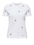 Only T-shirt Ketty Donna 15288473 Bright White True Blue Flowers - Bianco