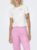 Only T-shirt Donna 15317989 Cloud Dancer Flowers - Bianco