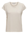 Only T-shirt Donna 15318422 Cloud Dancer Gold Lurex Stripe - Bianco