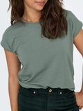 Only T-shirt Donna 15318422 Laurel Wreath Gold Lurex Strip - Verde