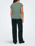 Only T-shirt Donna 15318422 Laurel Wreath Gold Lurex Strip - Verde