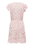 Only Vestito Mini Claudette Donna 15320419 Cloud Dancer Pink Flower - Rosa