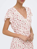 Only Vestito Mini Claudette Donna 15320419 Cloud Dancer Pink Flower - Rosa