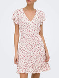 Only Vestito Mini Claudette Donna 15320419 Cloud Dancer Pink Flower - Rosa