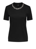 Only T-shirt Donna 15343568 Black Rhinestone Necklace - Nero