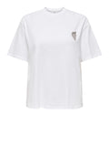 Only T-shirt Donna 15343769 Bright White Tassel Stone Hear - Bianco