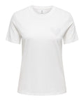 Only T-shirt Donna 15343771 Cloud Dancer Single Heart Ches - Bianco