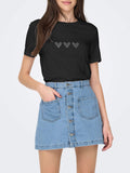 Only T-shirt Donna 15343771 Black Three Hearts Chest Rhnst - Nero