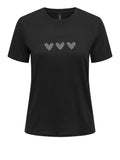 Only T-shirt Donna 15343771 Black Three Hearts Chest Rhnst - Nero