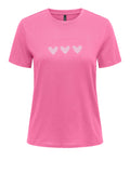 Only T-shirt Donna 15343771 Wild Orchid Three Hearts Chest - Fuxia