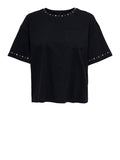 Only T-shirt Donna 15343834 Black Silver Studs Neck+sleeve - Nero