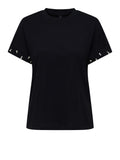 Only T-shirt Donna 15346733 Black White Pearls + Silver st - Nero